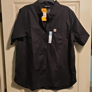 Carhartt Women's Black Rugged Professional Canvas Button Down Shirt